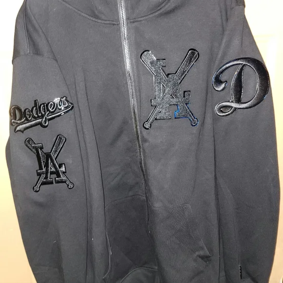 LA DODGERS POPULAR DESIGN BLACKOUT STITCHED ZIPUP HOODIE XLARGE - Picture 1 of 6